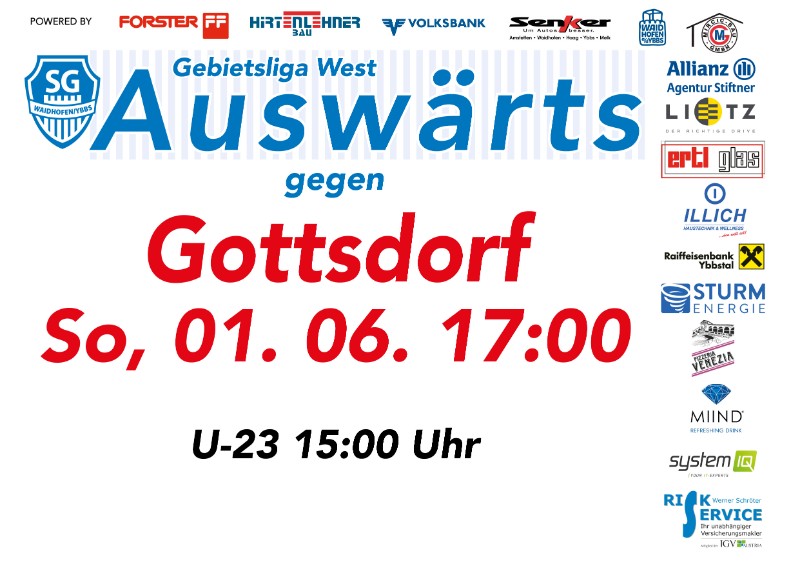 SGW AUSWÄRTS gegen Gottsdorf am SO 01.06.2025